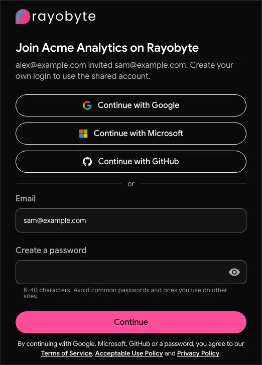The invite page